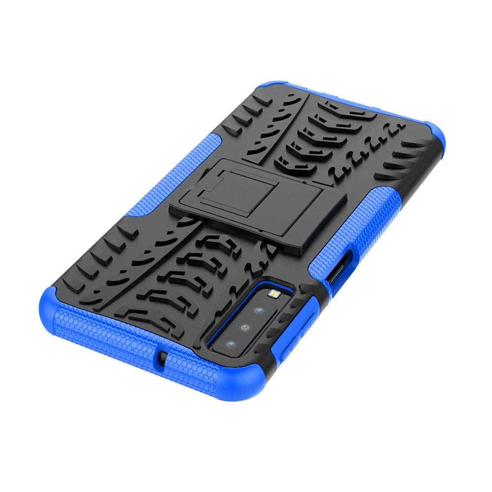 2-in-1 Tyre Pattern PC + TPU Hybrid Case with Kickstand for Samsung Galaxy A7 (2018) A750