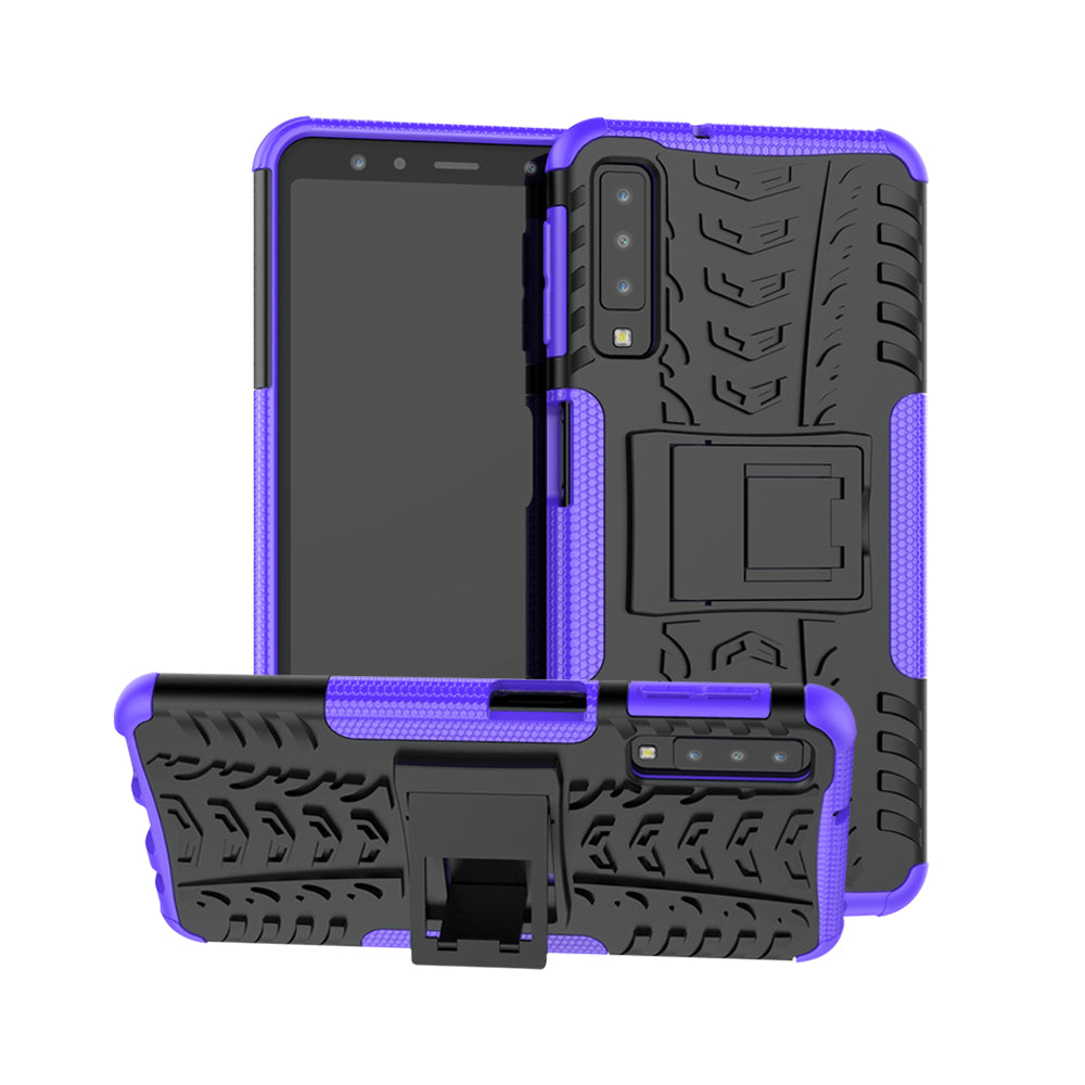 2-in-1 Tyre Pattern PC + TPU Hybrid Case with Kickstand for Samsung Galaxy A7 (2018) A750