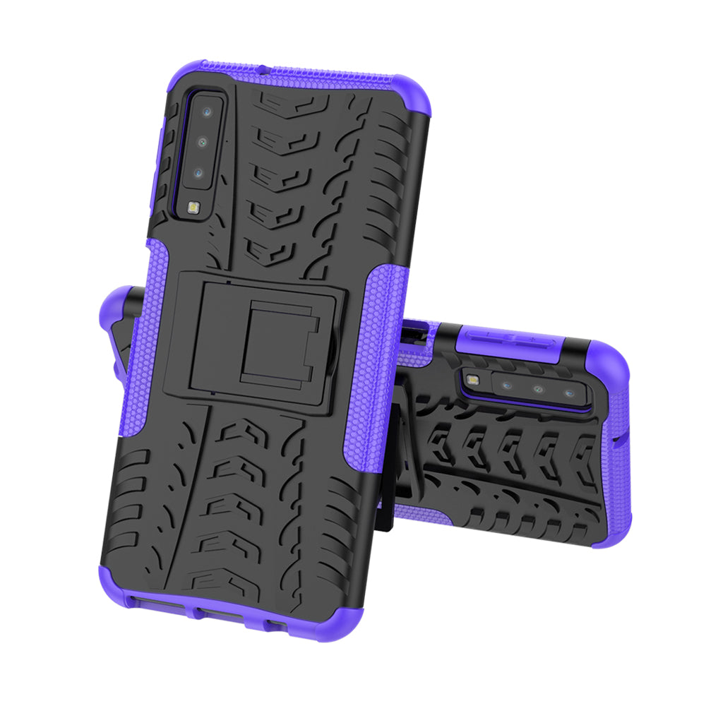 2-in-1 Tyre Pattern PC + TPU Hybrid Case with Kickstand for Samsung Galaxy A7 (2018) A750
