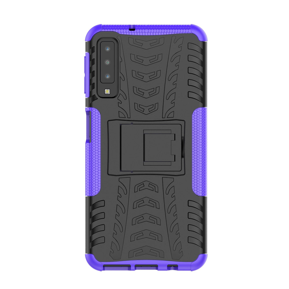 2-in-1 Tyre Pattern PC + TPU Hybrid Case with Kickstand for Samsung Galaxy A7 (2018) A750