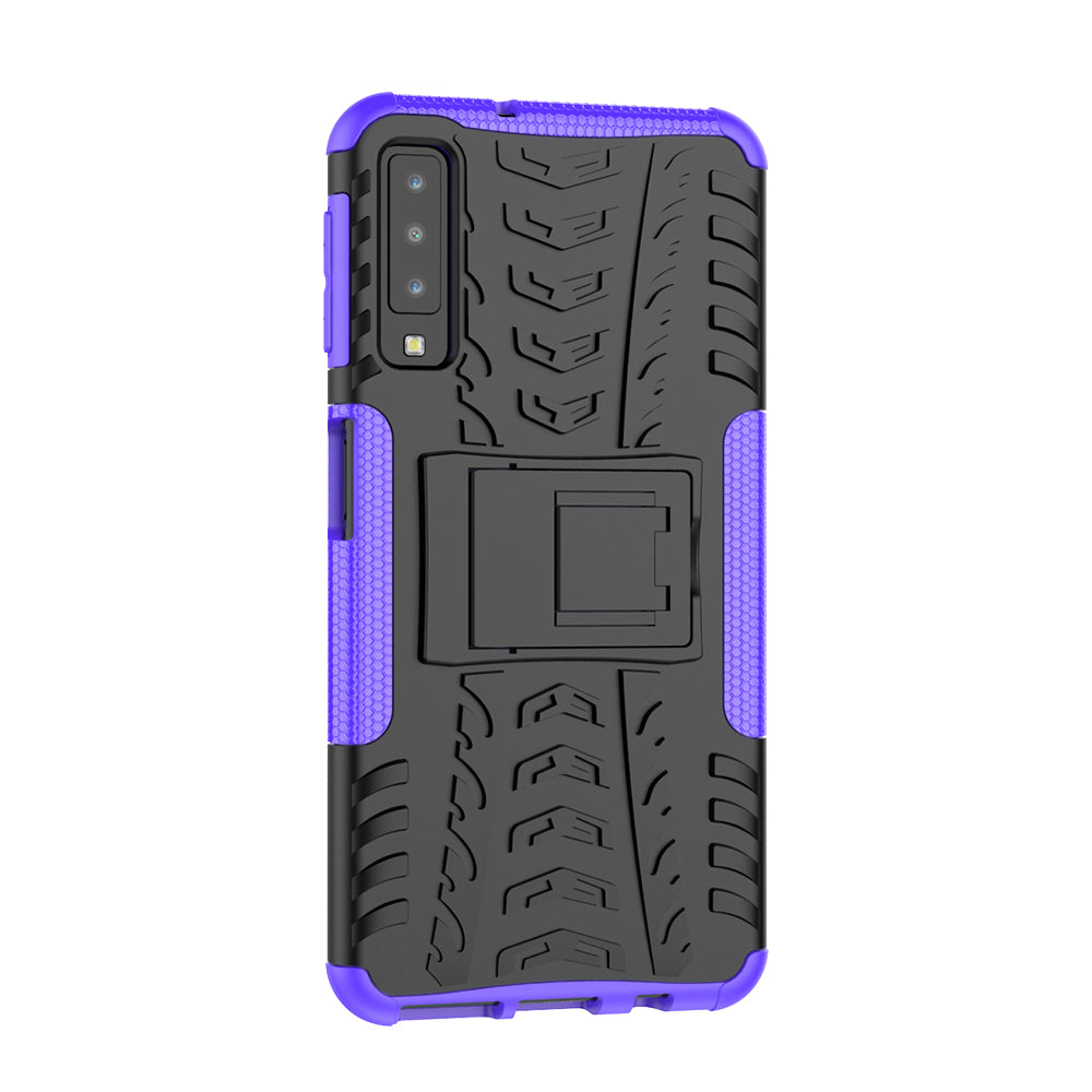 2-in-1 Tyre Pattern PC + TPU Hybrid Case with Kickstand for Samsung Galaxy A7 (2018) A750