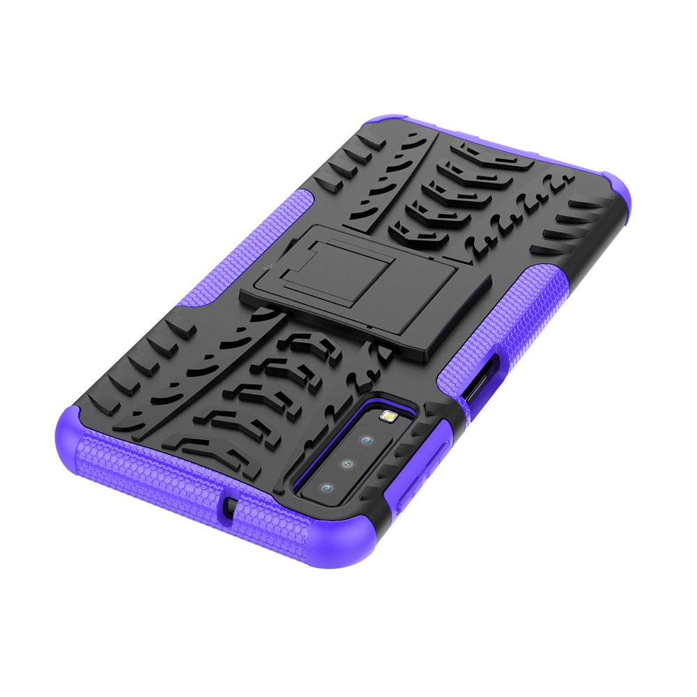 2-in-1 Tyre Pattern PC + TPU Hybrid Case with Kickstand for Samsung Galaxy A7 (2018) A750
