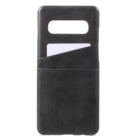 For Samsung Galaxy S10 PU Leather Coated PC Hard Cover with 2 Card Slots