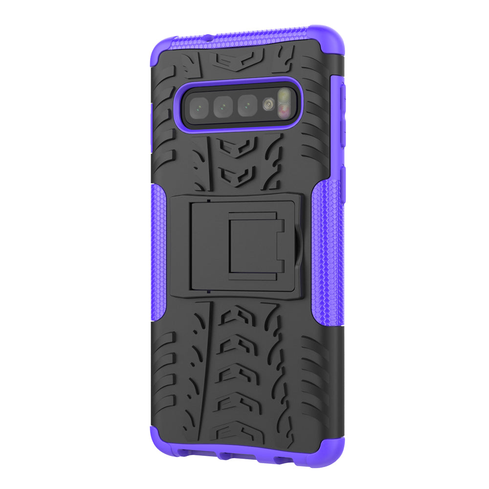 2-in-1 Tyre Pattern PC + TPU Hybrid Mobile Phone Case with Kickstand for Samsung Galaxy S10 Plus
