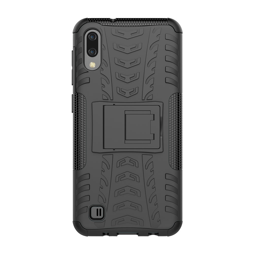 2-in-1 Tyre Pattern PC + TPU Hybrid Mobile Phone Case with Kickstand for Samsung Galaxy M10 / A10