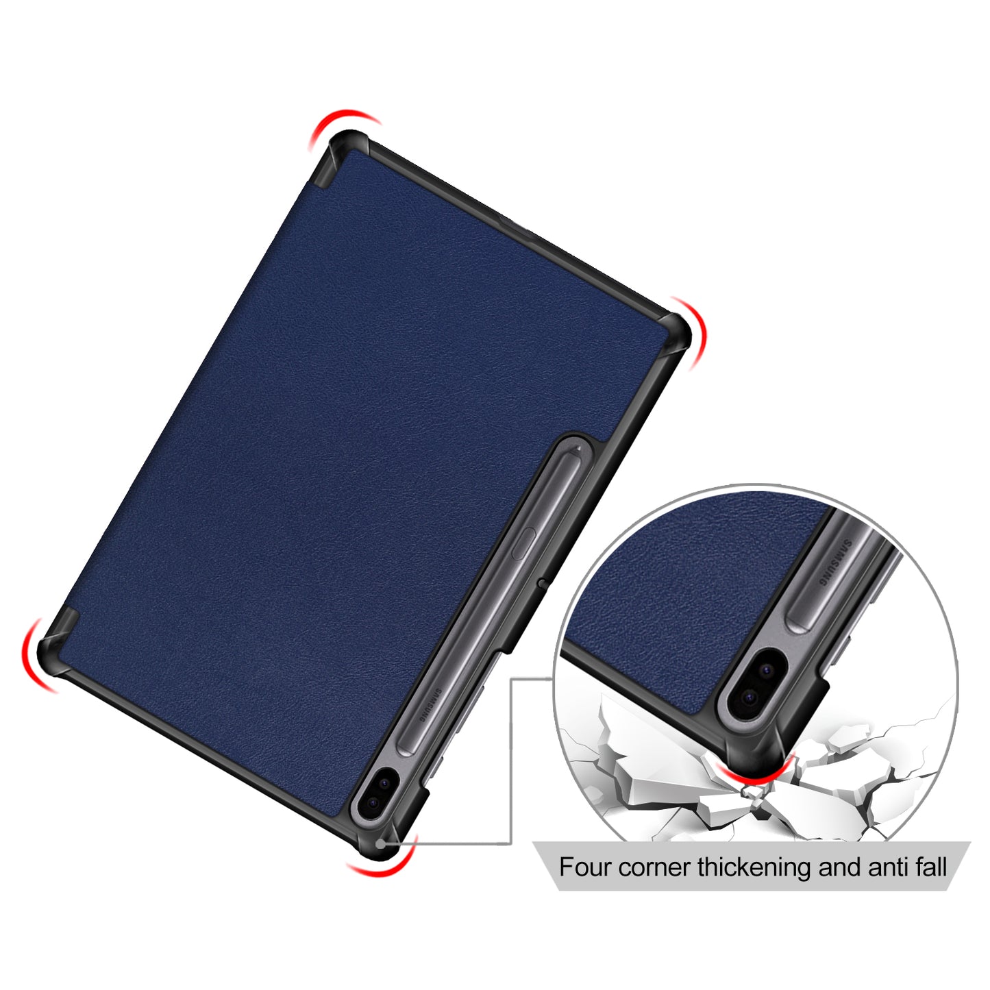 Protective Case for Samsung Galaxy Tab S6 T860/T865 Scratch Resistant PU Leather Tri-fold Stand Smart Tablet Cover
