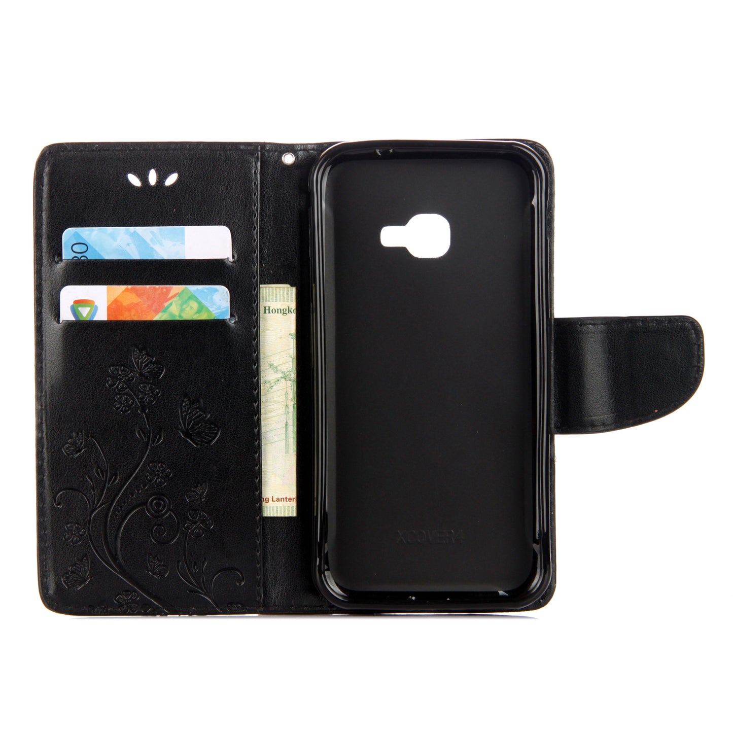 Imprint Butterfly Flower PU Leather Wallet Case for Samsung Galaxy Xcover 4s