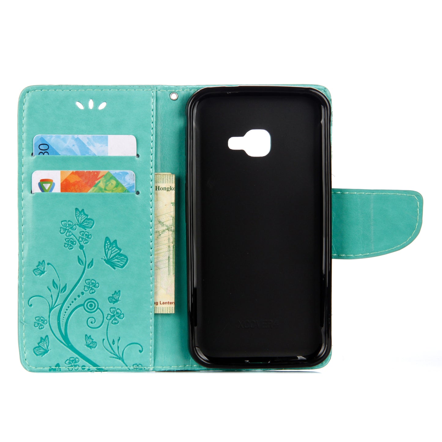 Imprint Butterfly Flower PU Leather Wallet Case for Samsung Galaxy Xcover 4s