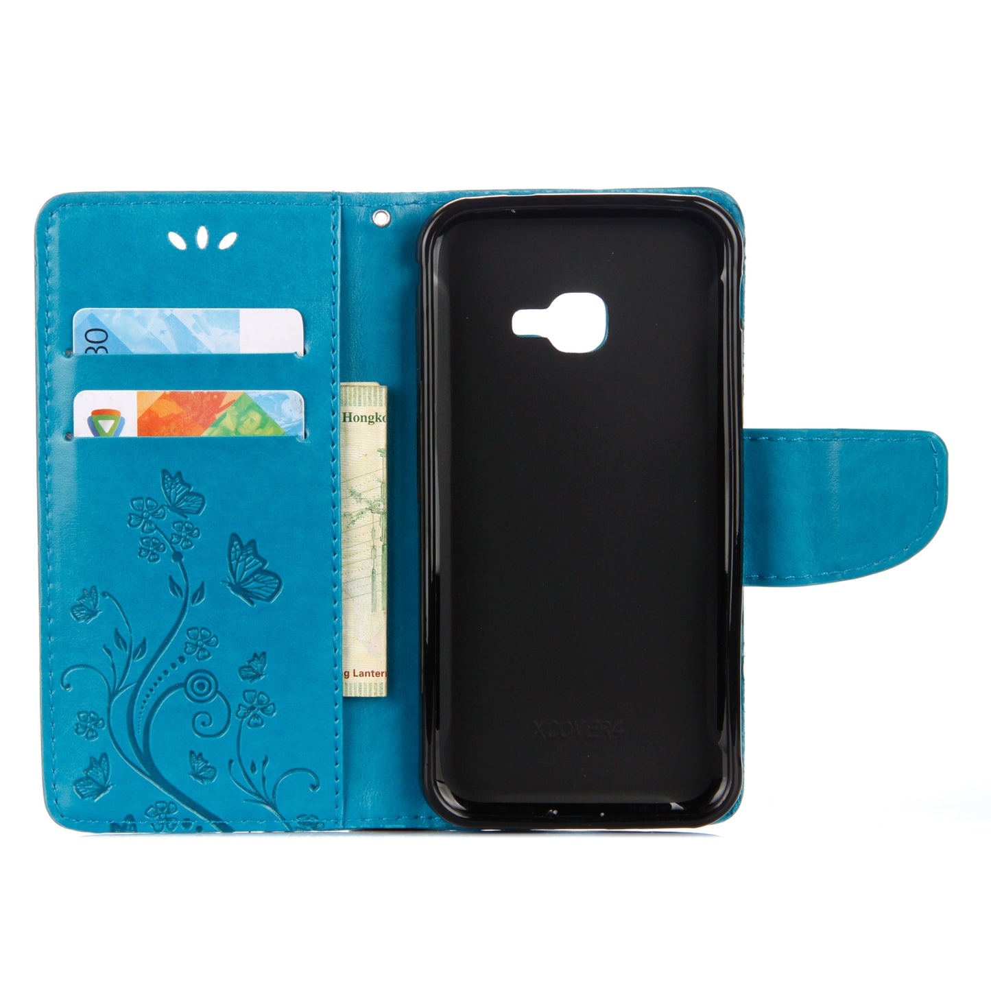 Imprint Butterfly Flower PU Leather Wallet Case for Samsung Galaxy Xcover 4s
