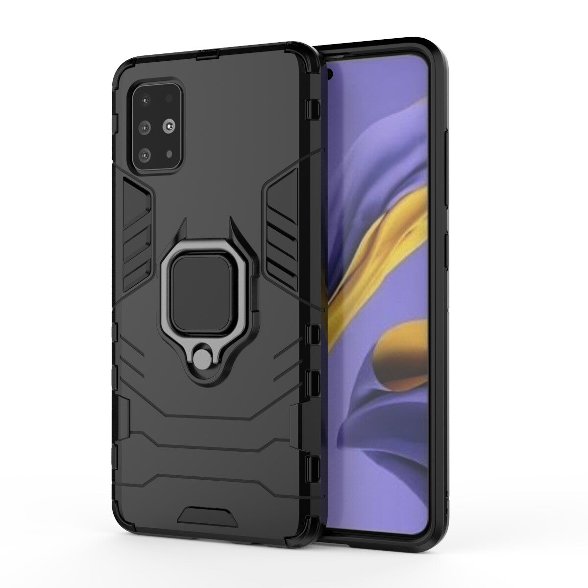 2-in-1 Plastic + TPU Phone Case Shell with Foldable Kickstand for Samsung Galaxy A51