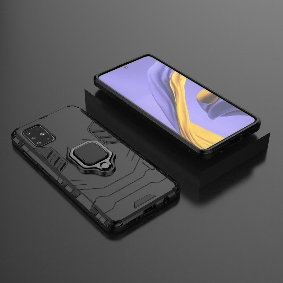 2-in-1 Plastic + TPU Phone Case Shell with Foldable Kickstand for Samsung Galaxy A51