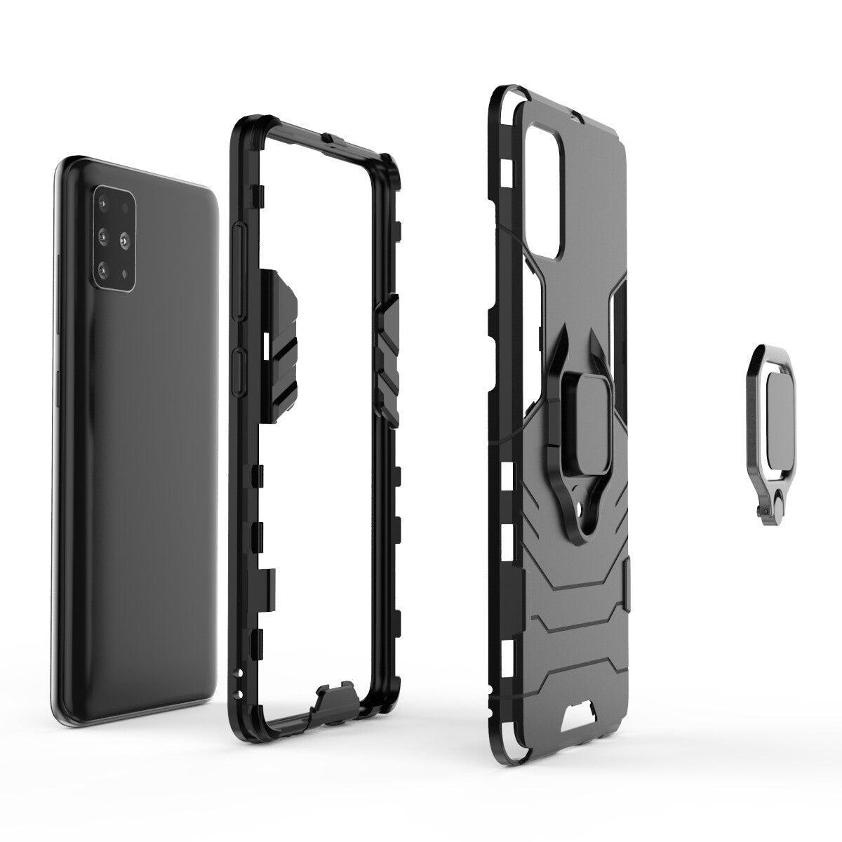 2-in-1 Plastic + TPU Phone Case Shell with Foldable Kickstand for Samsung Galaxy A51