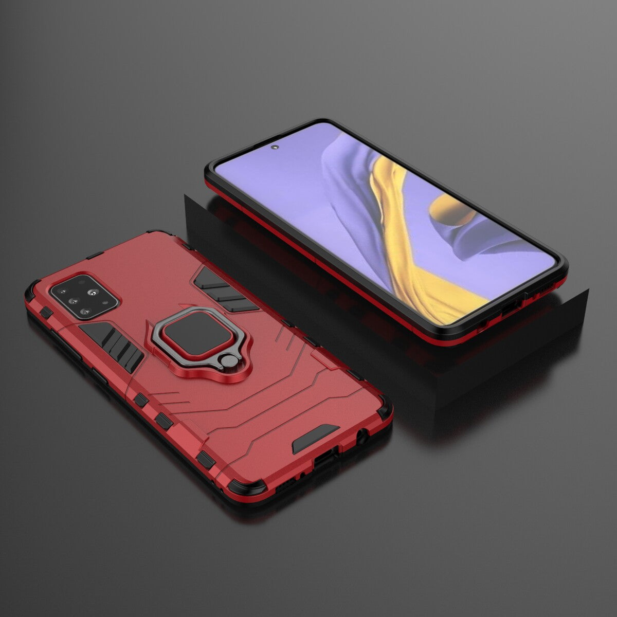 2-in-1 Plastic + TPU Phone Case Shell with Foldable Kickstand for Samsung Galaxy A51