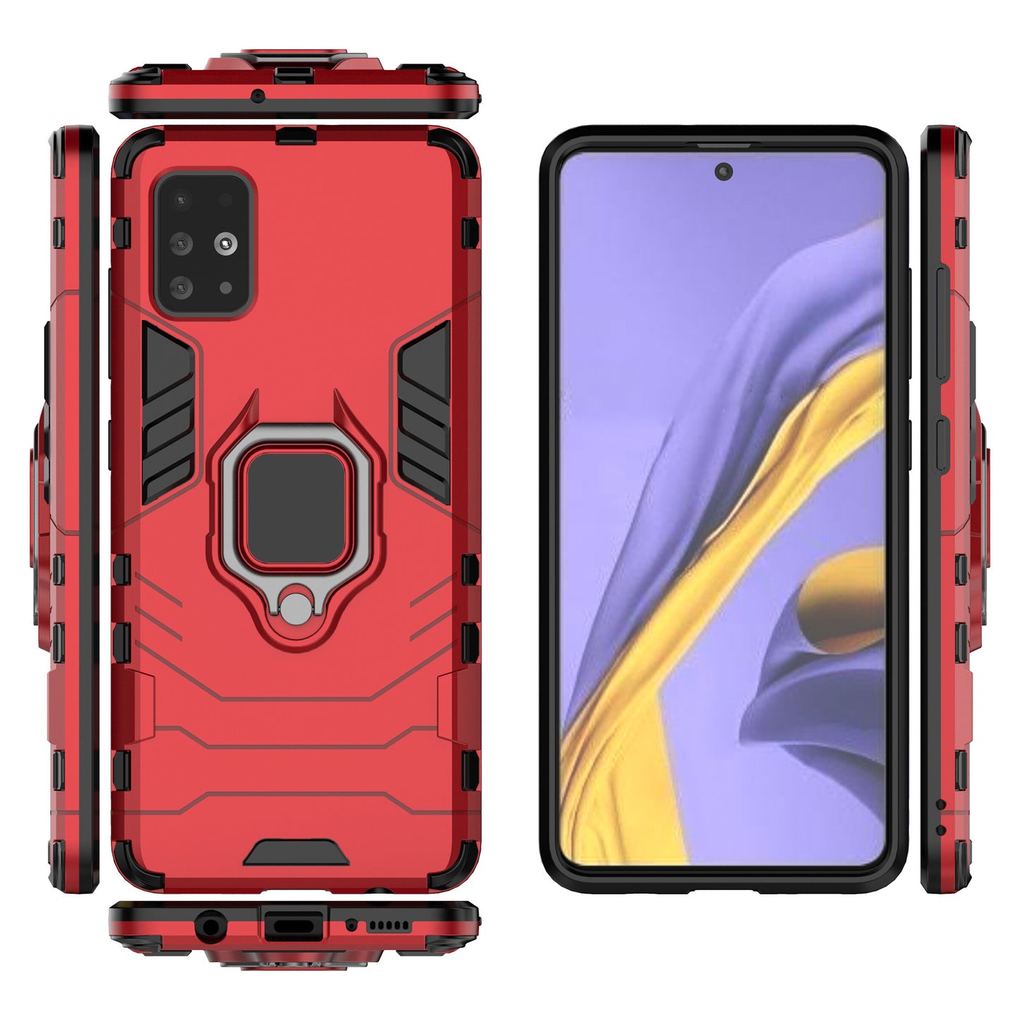 2-in-1 Plastic + TPU Phone Case Shell with Foldable Kickstand for Samsung Galaxy A51
