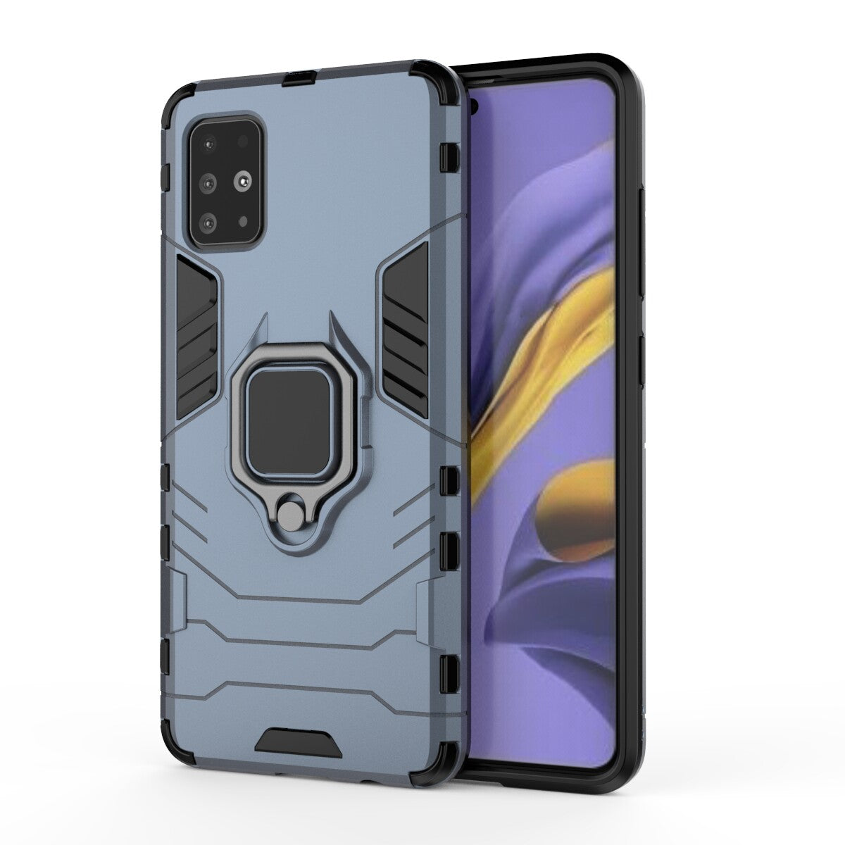 2-in-1 Plastic + TPU Phone Case Shell with Foldable Kickstand for Samsung Galaxy A51