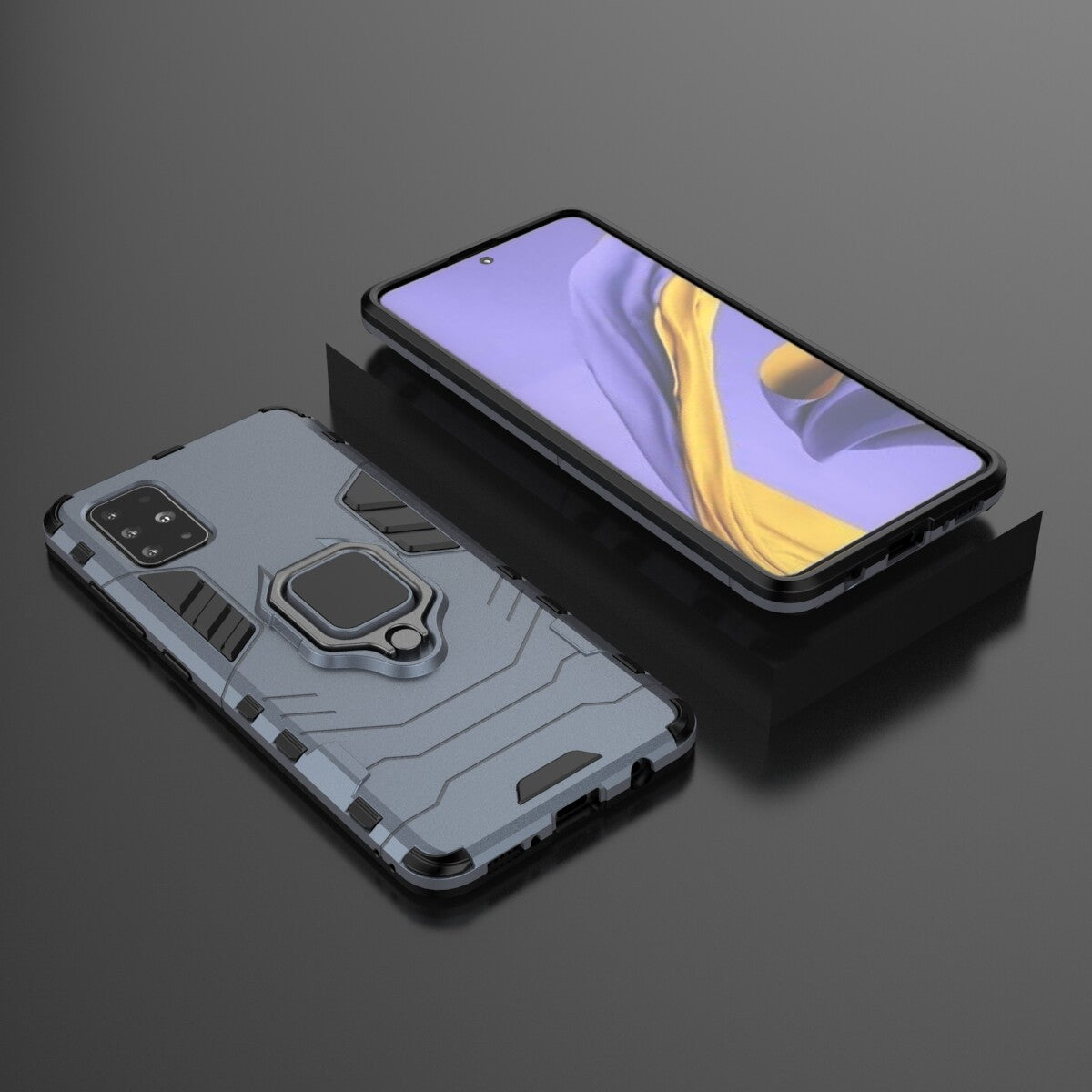 2-in-1 Plastic + TPU Phone Case Shell with Foldable Kickstand for Samsung Galaxy A51