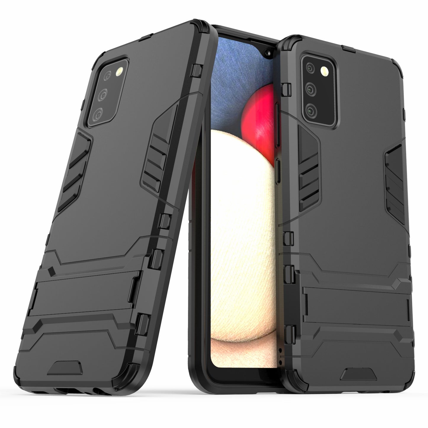 2 in 1 Kickstand Case PC + TPU Combo Phone Shell for Samsung Galaxy A02s (166.5x75.9x9.2mm)