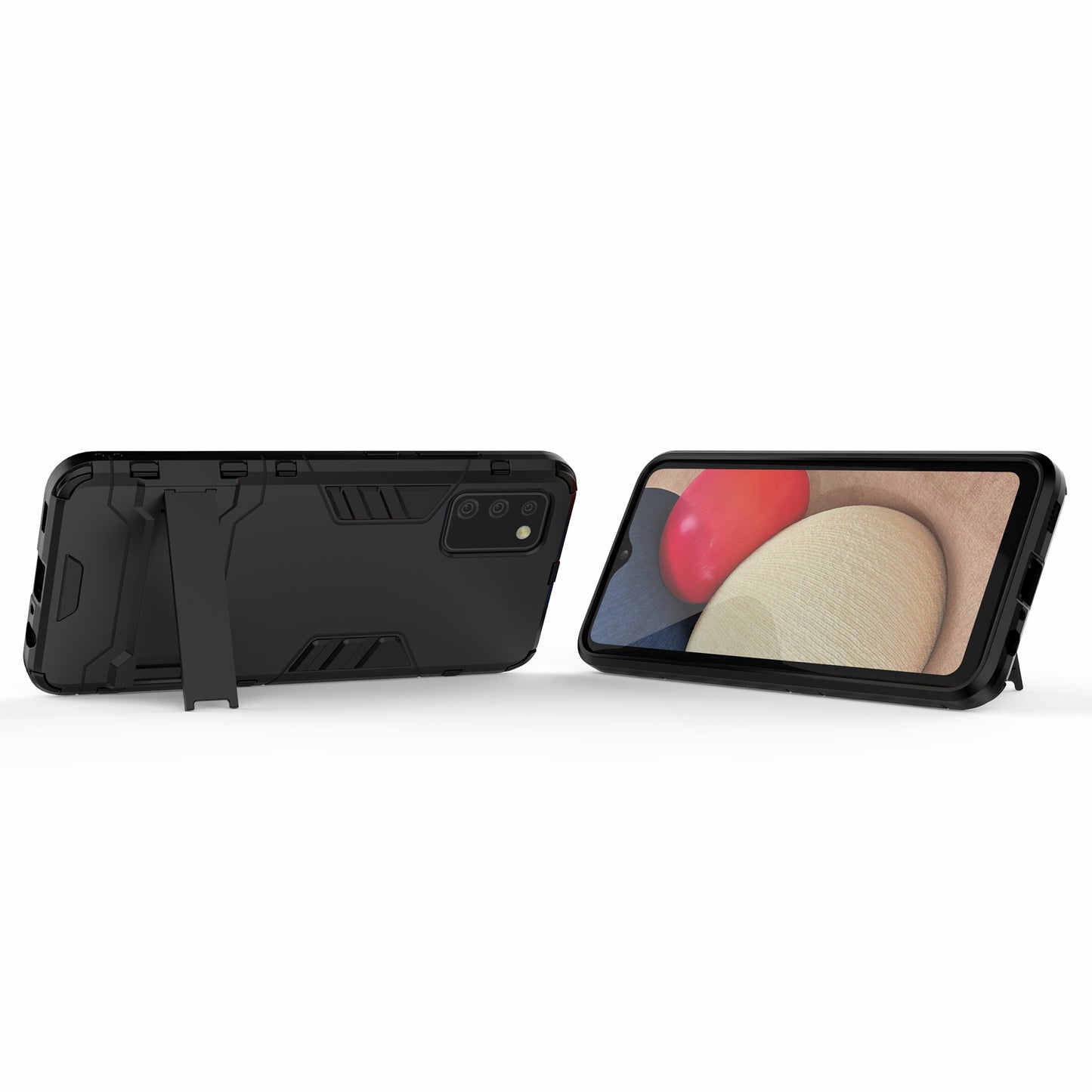 2 in 1 Kickstand Case PC + TPU Combo Phone Shell for Samsung Galaxy A02s (166.5x75.9x9.2mm)