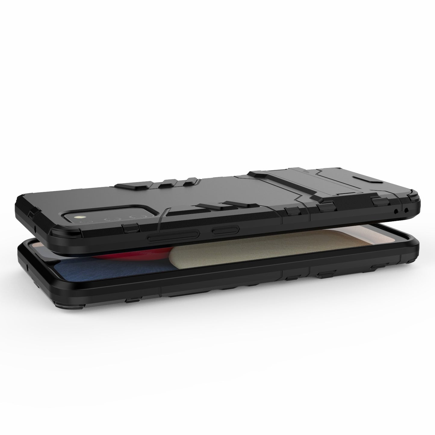 2 in 1 Kickstand Case PC + TPU Combo Phone Shell for Samsung Galaxy A02s (166.5x75.9x9.2mm)