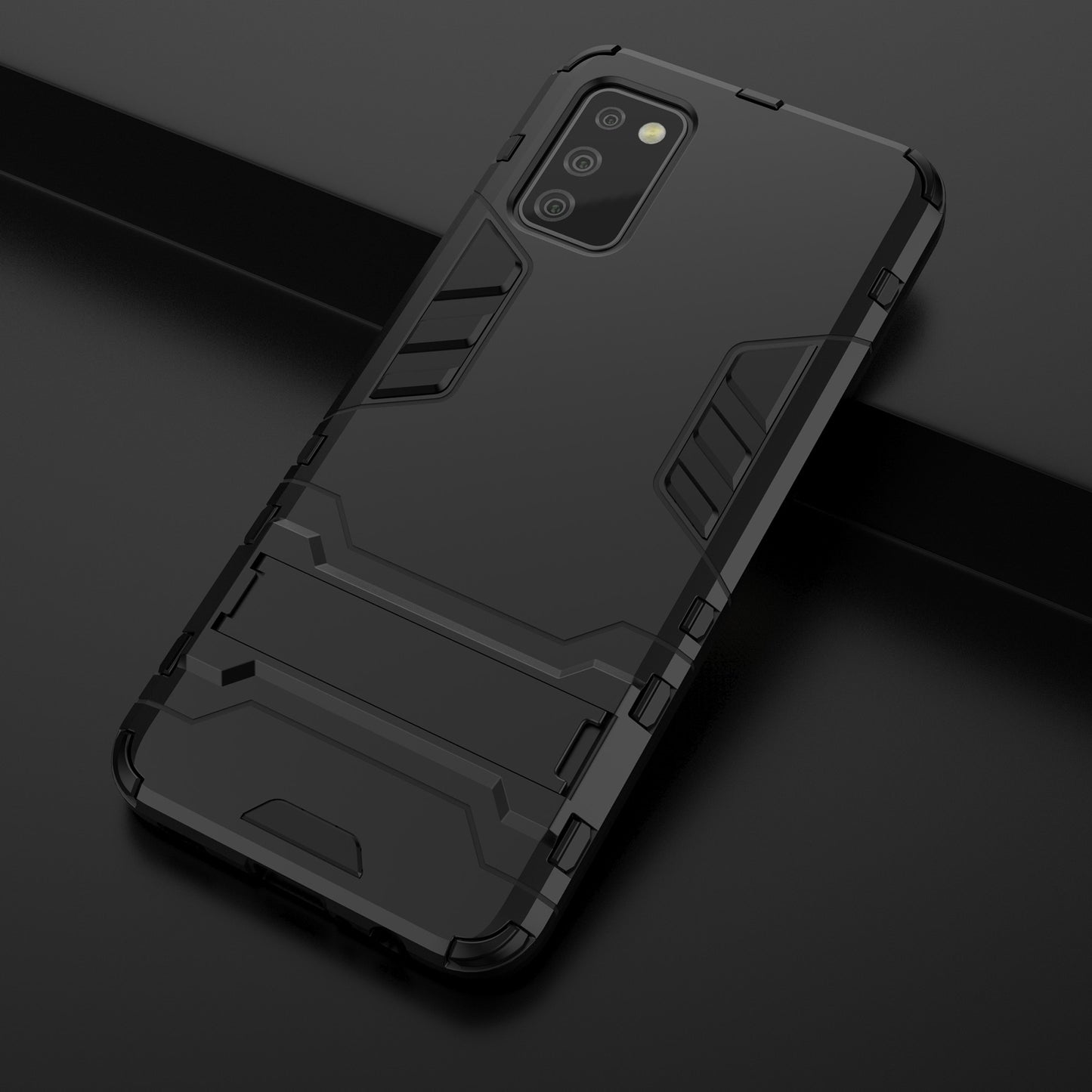 2 in 1 Kickstand Case PC + TPU Combo Phone Shell for Samsung Galaxy A02s (166.5x75.9x9.2mm)