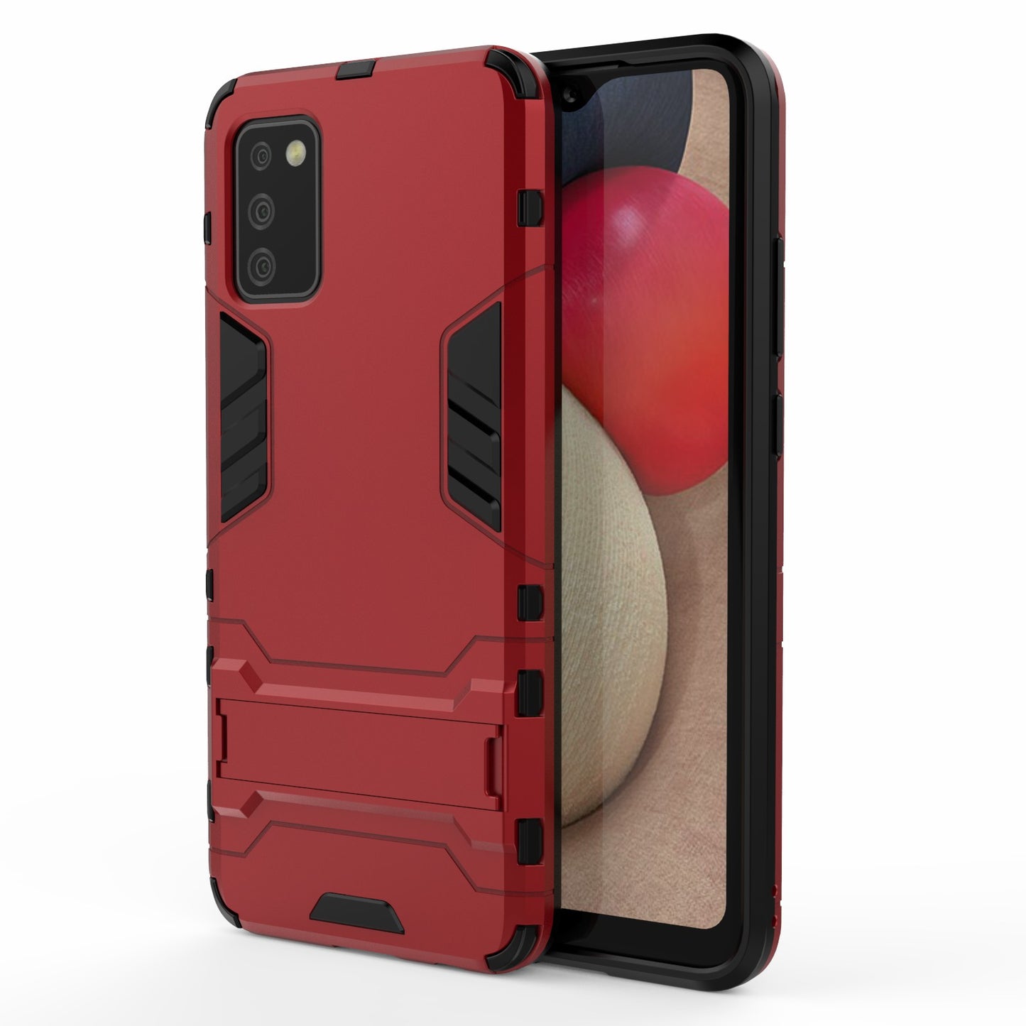 2 in 1 Kickstand Case PC + TPU Combo Phone Shell for Samsung Galaxy A02s (166.5x75.9x9.2mm)