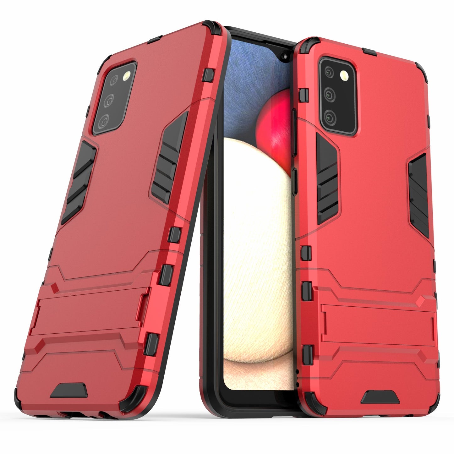 2 in 1 Kickstand Case PC + TPU Combo Phone Shell for Samsung Galaxy A02s (166.5x75.9x9.2mm)