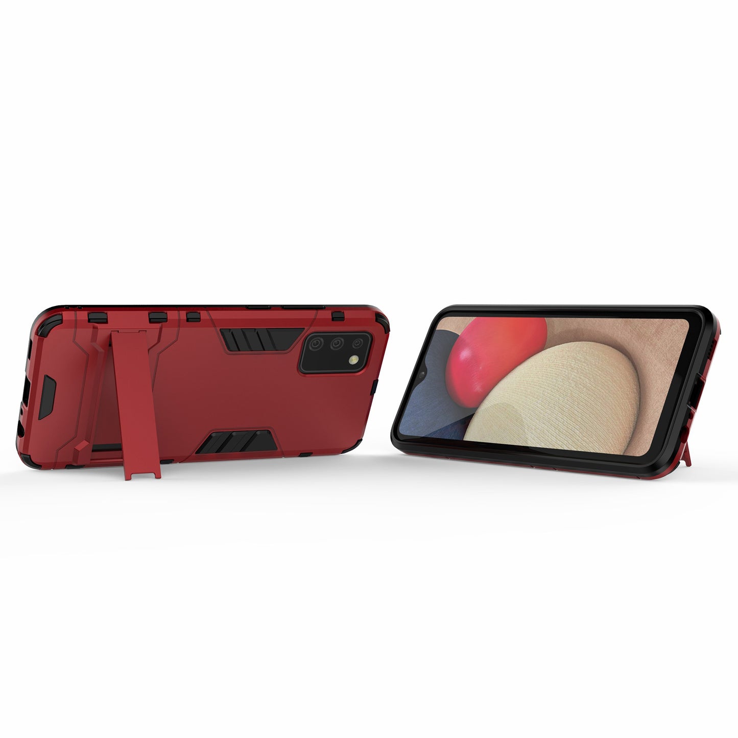 2 in 1 Kickstand Case PC + TPU Combo Phone Shell for Samsung Galaxy A02s (166.5x75.9x9.2mm)