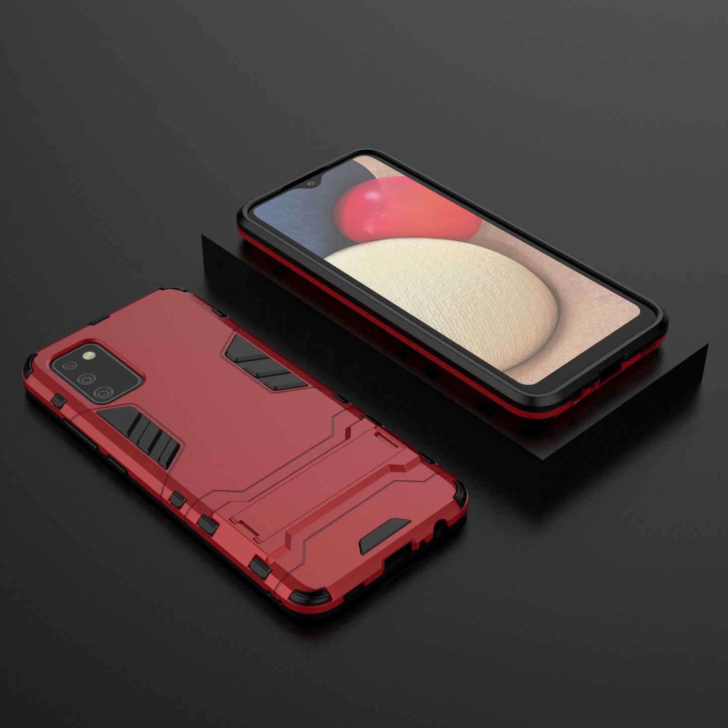 2 in 1 Kickstand Case PC + TPU Combo Phone Shell for Samsung Galaxy A02s (166.5x75.9x9.2mm)