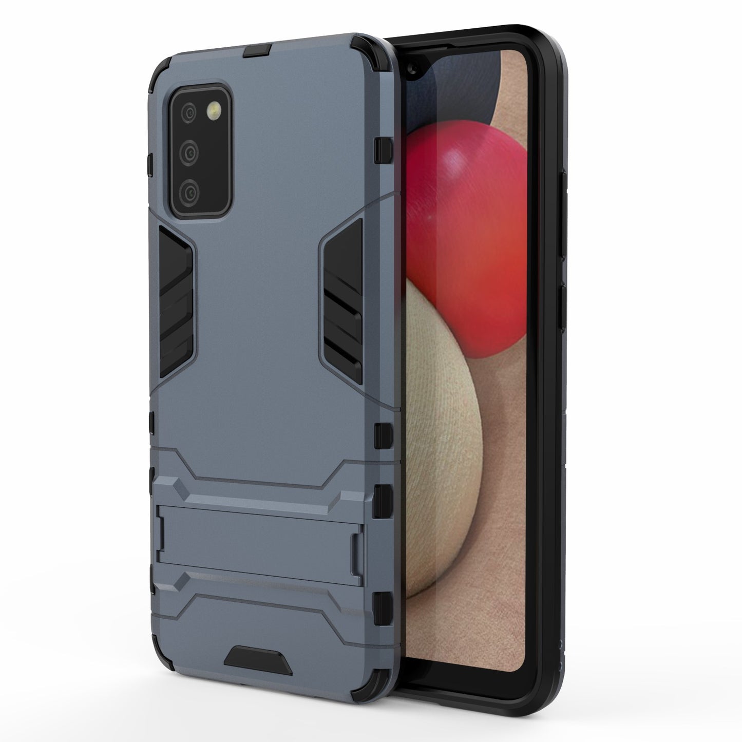 2 in 1 Kickstand Case PC + TPU Combo Phone Shell for Samsung Galaxy A02s (166.5x75.9x9.2mm)