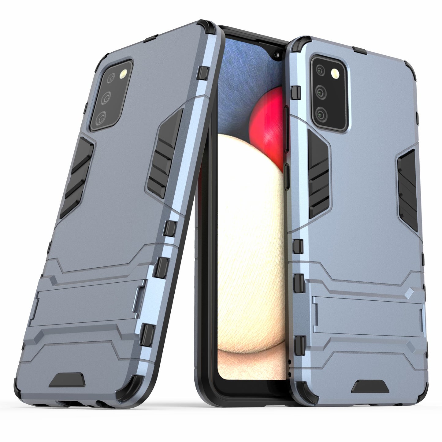 2 in 1 Kickstand Case PC + TPU Combo Phone Shell for Samsung Galaxy A02s (166.5x75.9x9.2mm)