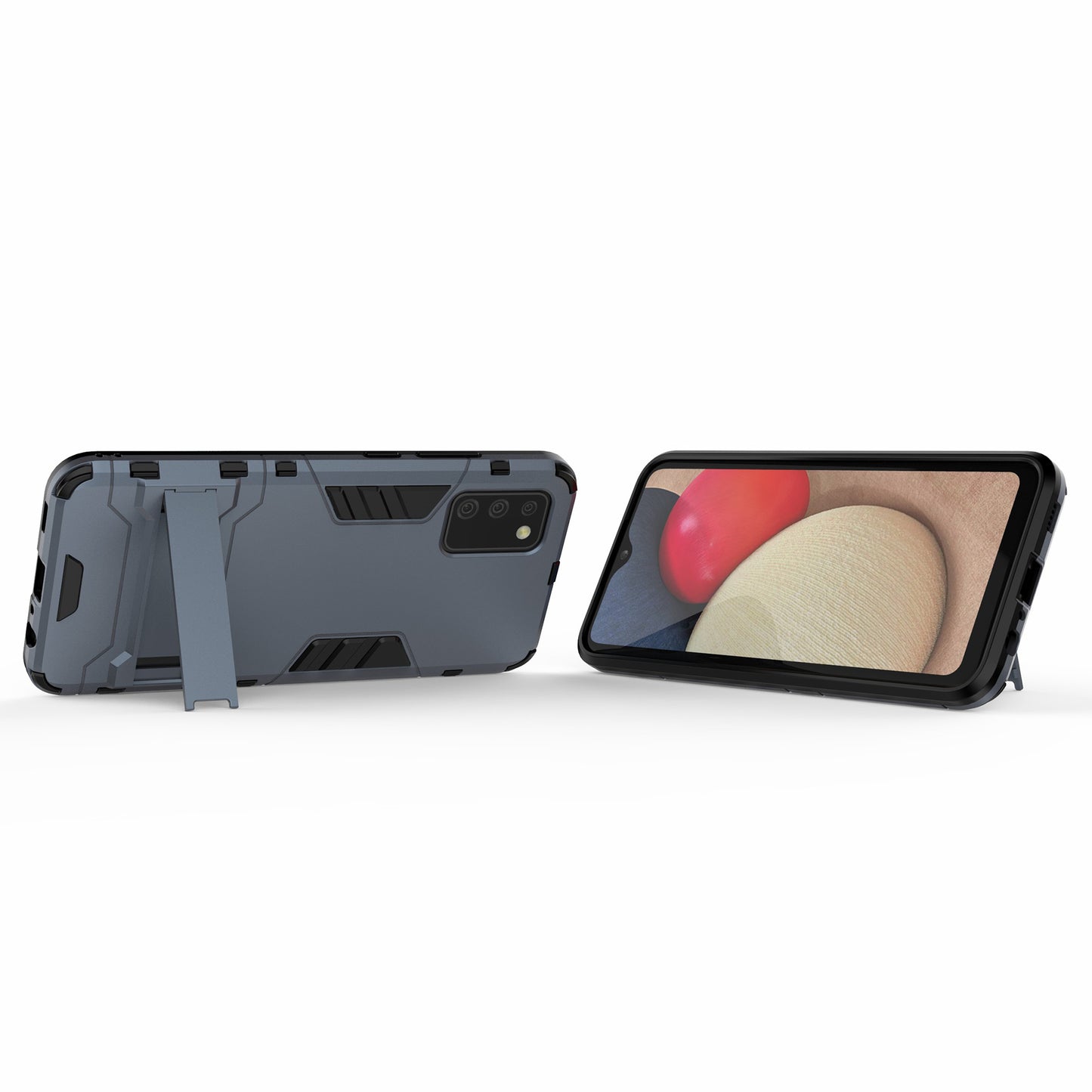 2 in 1 Kickstand Case PC + TPU Combo Phone Shell for Samsung Galaxy A02s (166.5x75.9x9.2mm)