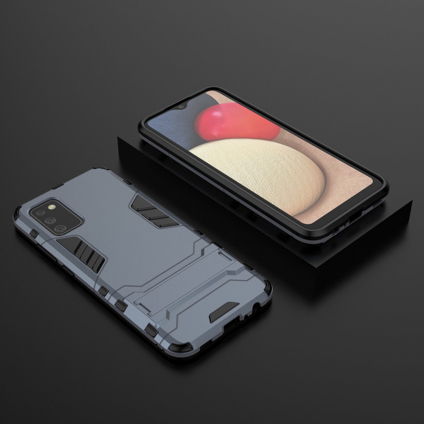 2 in 1 Kickstand Case PC + TPU Combo Phone Shell for Samsung Galaxy A02s (166.5x75.9x9.2mm)