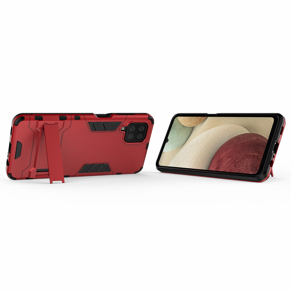 2 in 1 Kickstand Plastic + TPU Hybrid Mobile Phone Case Cover for Samsung Galaxy A12