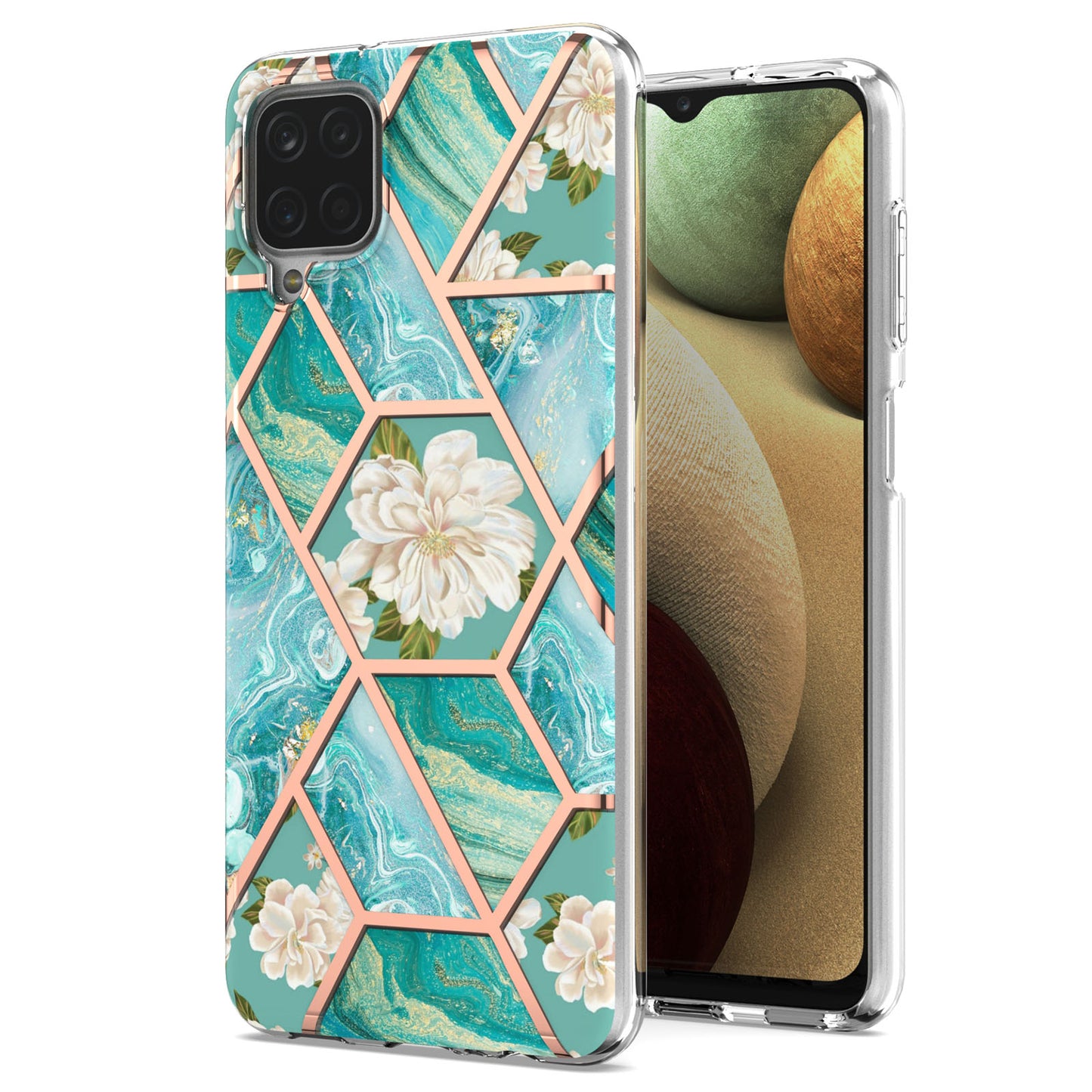 2.0mm IMD IML Electroplating Marble Flower Pattern Phone Case for Samsung Galaxy A12