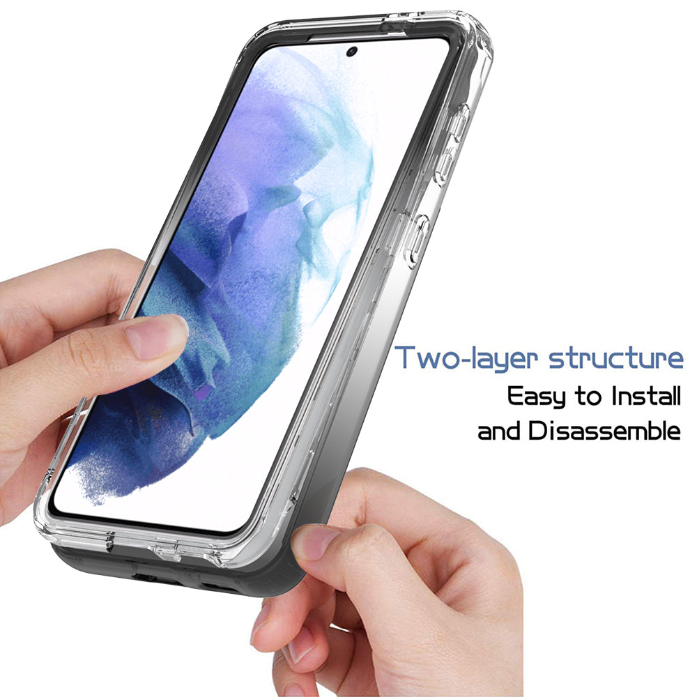 2-in-1 Gradient Color PC+TPU Hybrid Shell Case for Samsung Galaxy S21 5G/4G Cover