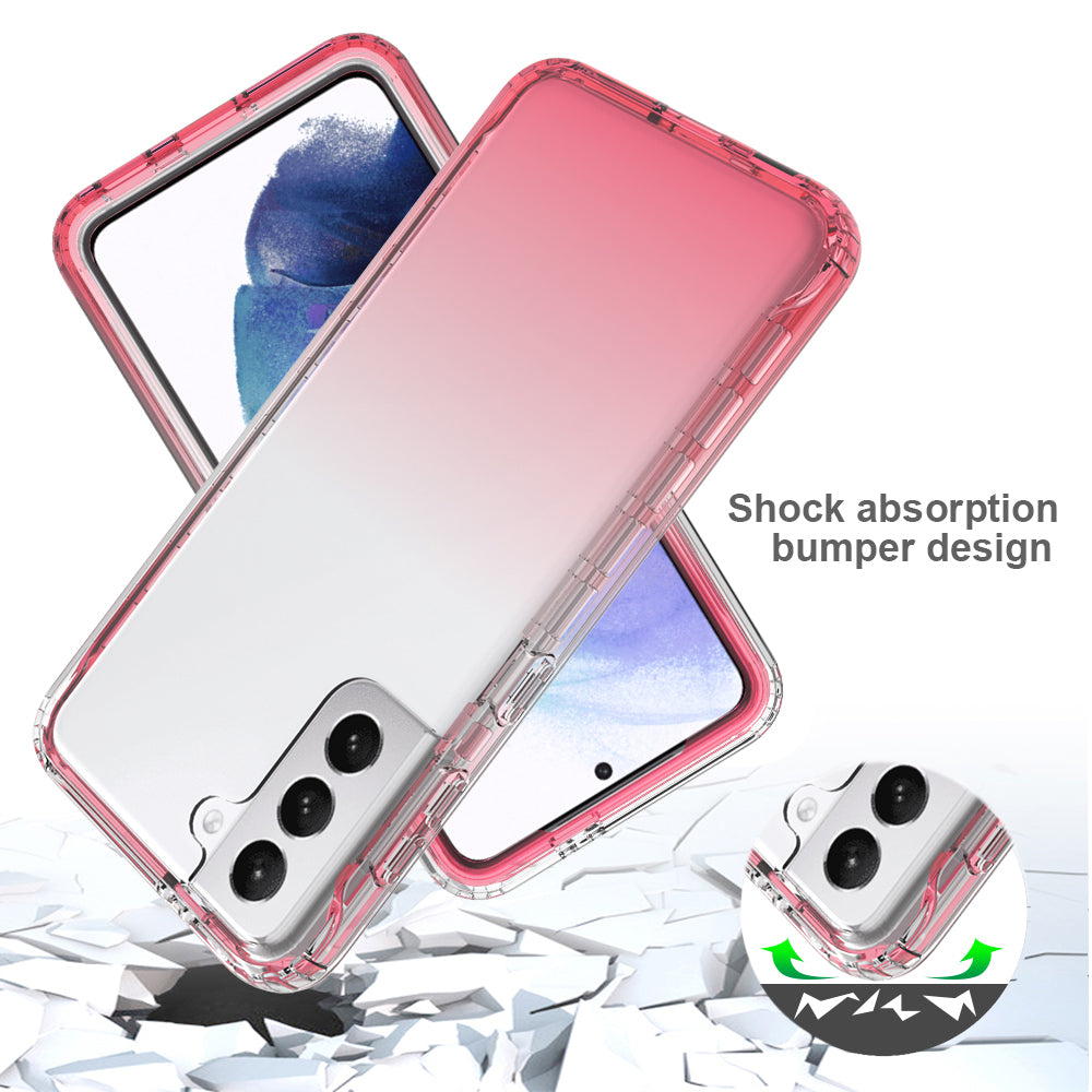2-in-1 Gradient Color PC+TPU Hybrid Shell Case for Samsung Galaxy S21 5G/4G Cover