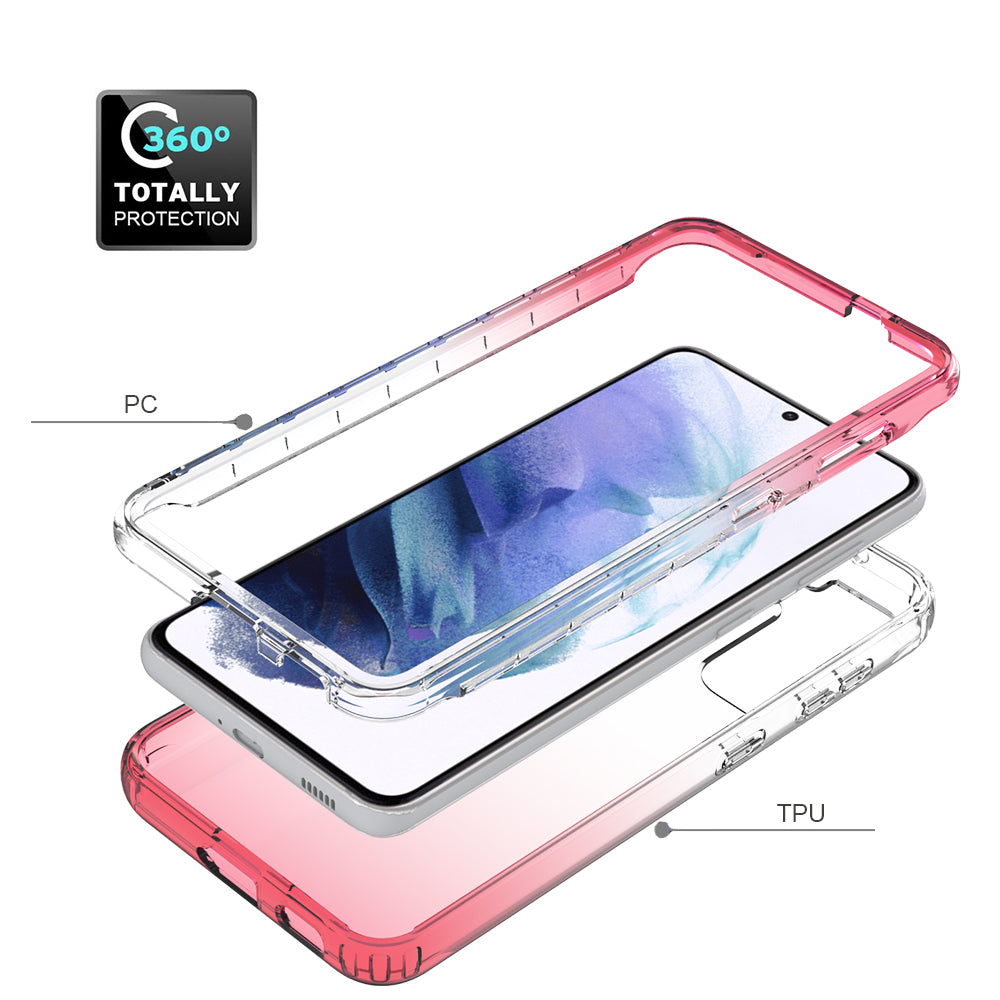 2-in-1 Gradient Color PC+TPU Hybrid Shell Case for Samsung Galaxy S21 5G/4G Cover