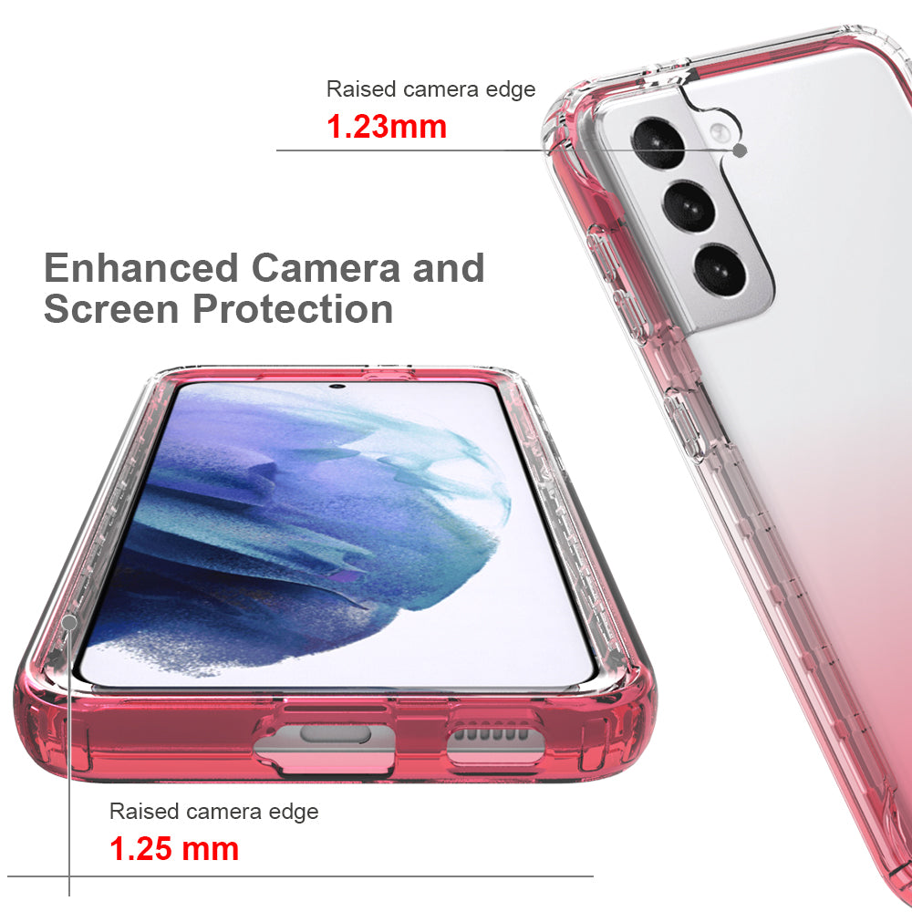 2-in-1 Gradient Color PC+TPU Hybrid Shell Case for Samsung Galaxy S21 5G/4G Cover