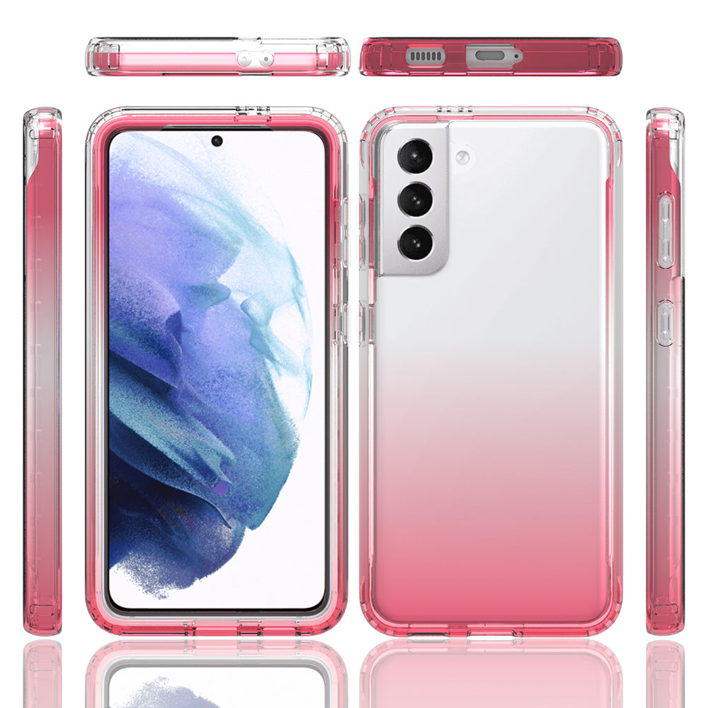 2-in-1 Gradient Color PC+TPU Hybrid Shell Case for Samsung Galaxy S21 5G/4G Cover