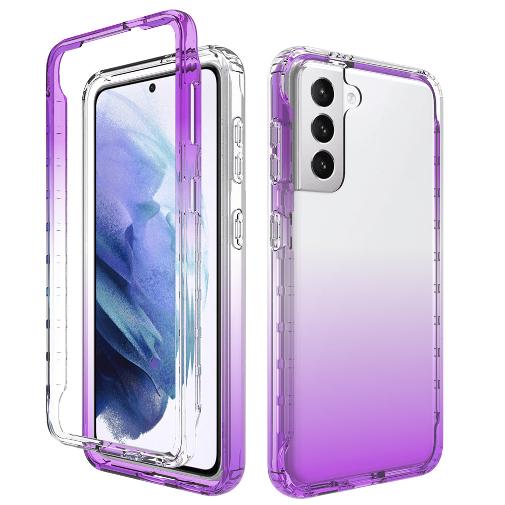 2-in-1 Gradient Color PC+TPU Hybrid Shell Case for Samsung Galaxy S21 5G/4G Cover