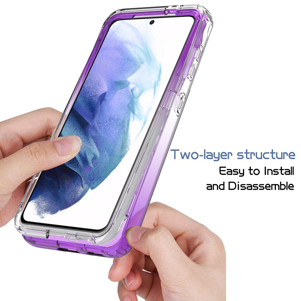 2-in-1 Gradient Color PC+TPU Hybrid Shell Case for Samsung Galaxy S21 5G/4G Cover