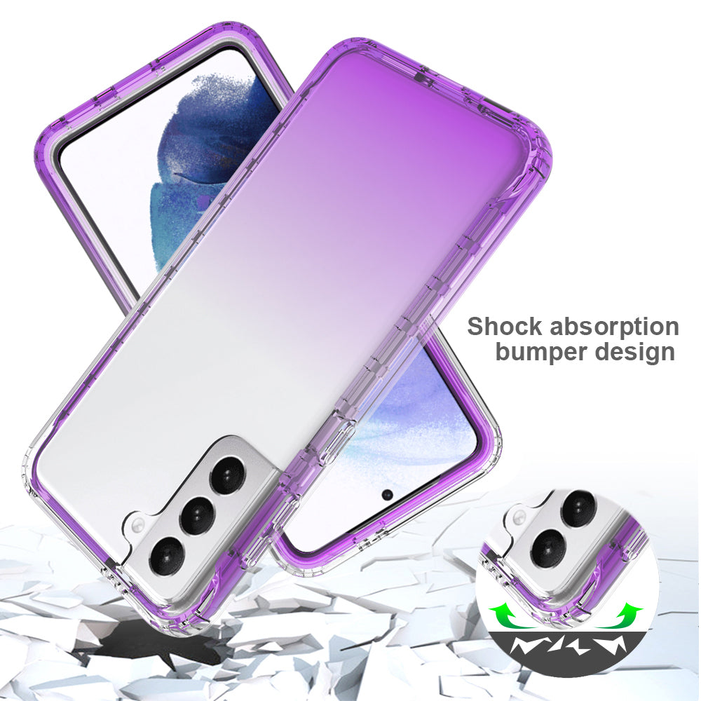 2-in-1 Gradient Color PC+TPU Hybrid Shell Case for Samsung Galaxy S21 5G/4G Cover