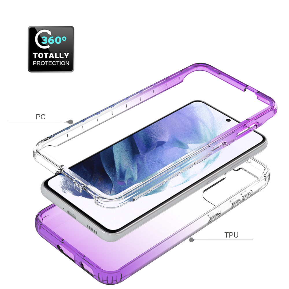 2-in-1 Gradient Color PC+TPU Hybrid Shell Case for Samsung Galaxy S21 5G/4G Cover