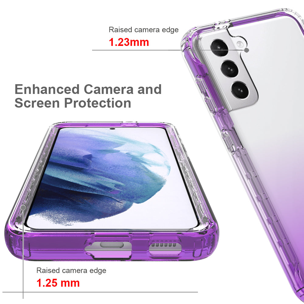2-in-1 Gradient Color PC+TPU Hybrid Shell Case for Samsung Galaxy S21 5G/4G Cover