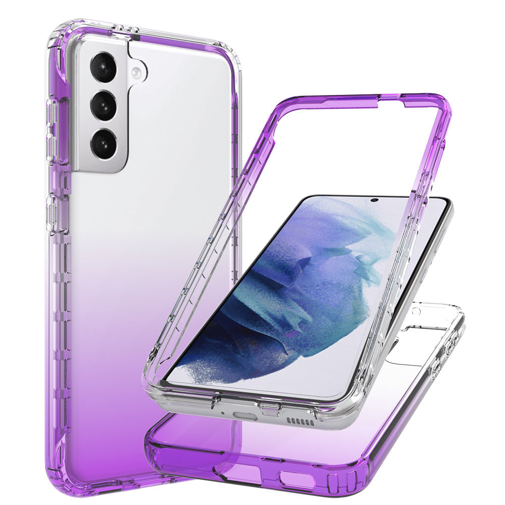 2-in-1 Gradient Color PC+TPU Hybrid Shell Case for Samsung Galaxy S21 5G/4G Cover