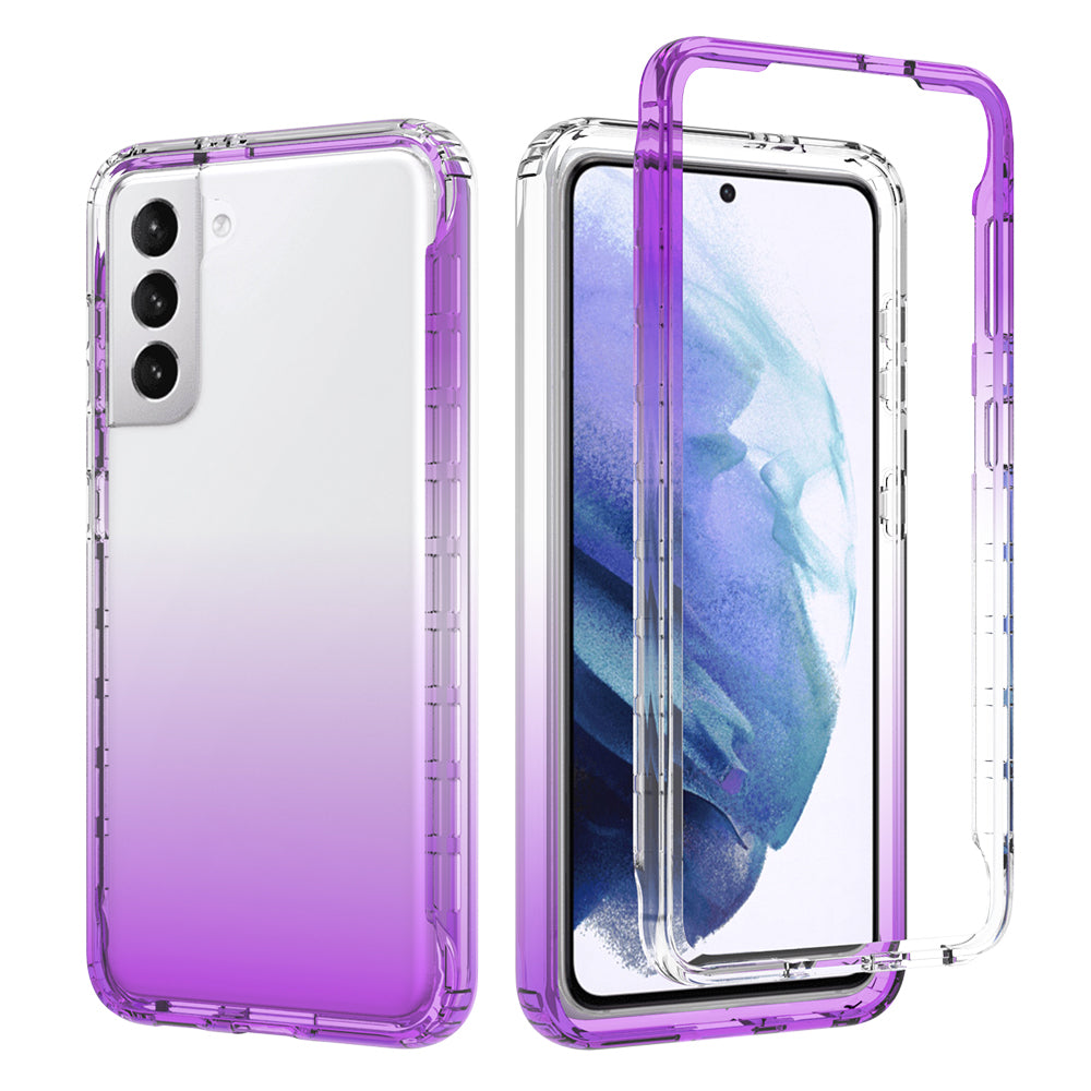 2-in-1 Gradient Color PC+TPU Hybrid Shell Case for Samsung Galaxy S21 5G/4G Cover