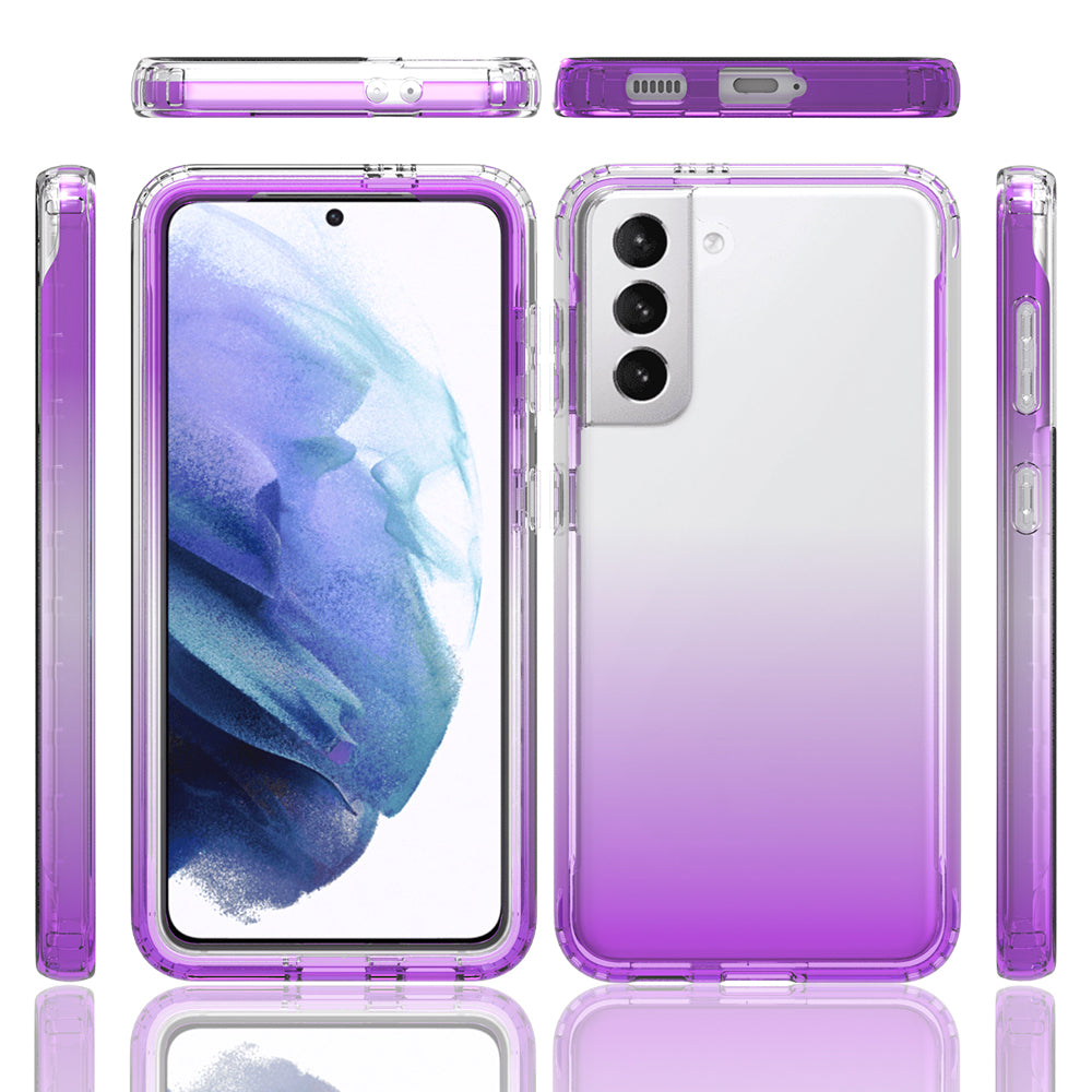 2-in-1 Gradient Color PC+TPU Hybrid Shell Case for Samsung Galaxy S21 5G/4G Cover