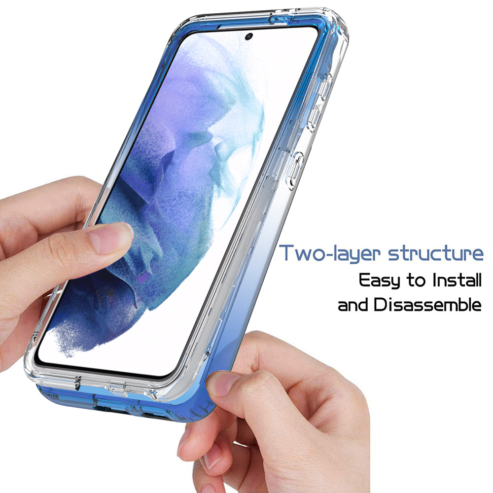 2-in-1 Gradient Color PC+TPU Hybrid Shell Case for Samsung Galaxy S21 5G/4G Cover