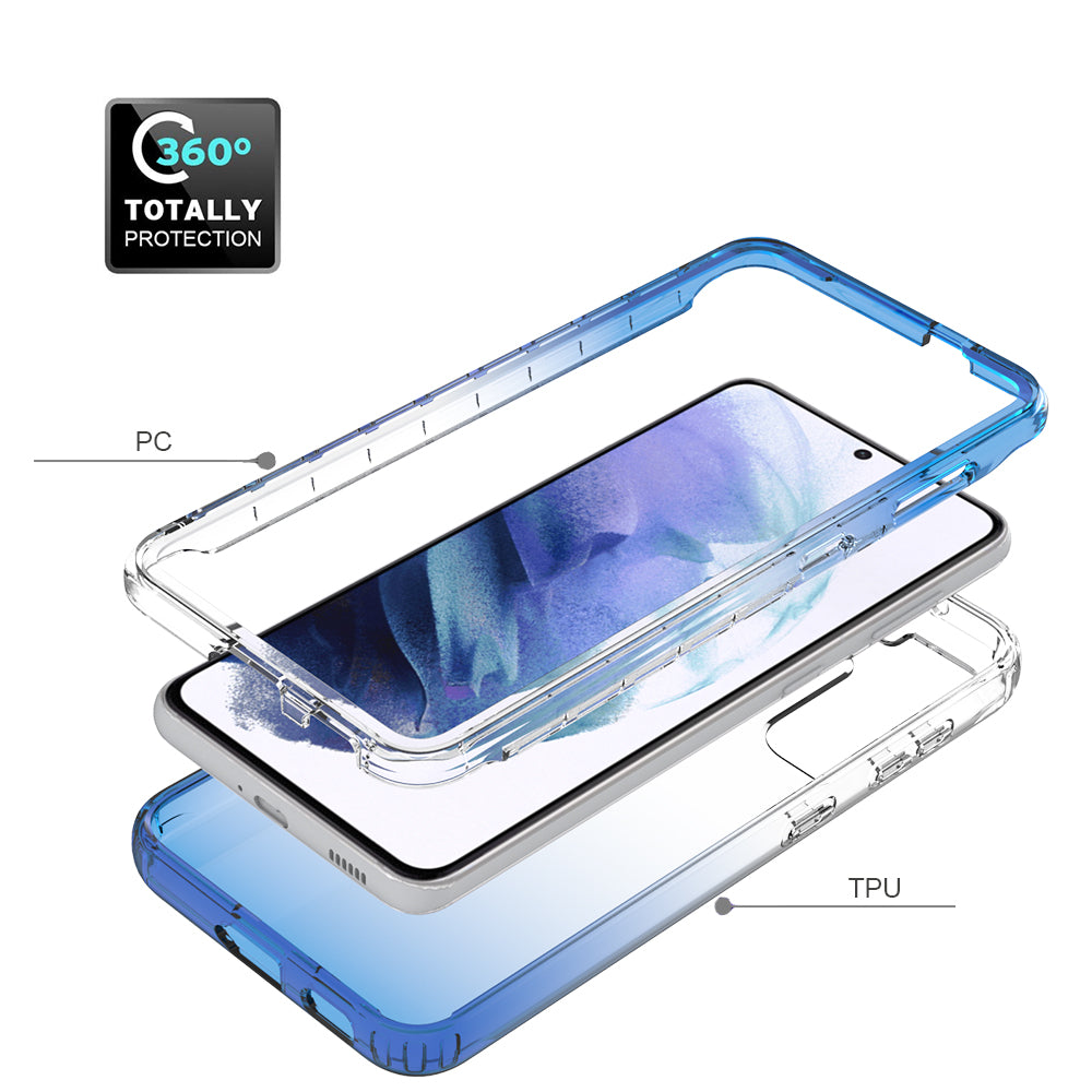 2-in-1 Gradient Color PC+TPU Hybrid Shell Case for Samsung Galaxy S21 5G/4G Cover