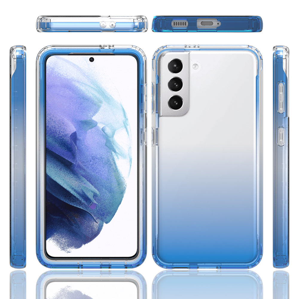 2-in-1 Gradient Color PC+TPU Hybrid Shell Case for Samsung Galaxy S21 5G/4G Cover